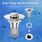 🔥Limited Time 50% OFF🔥2-in-1 Pop-Up Sink Strainer -  Hair Stopper & Drain Plug