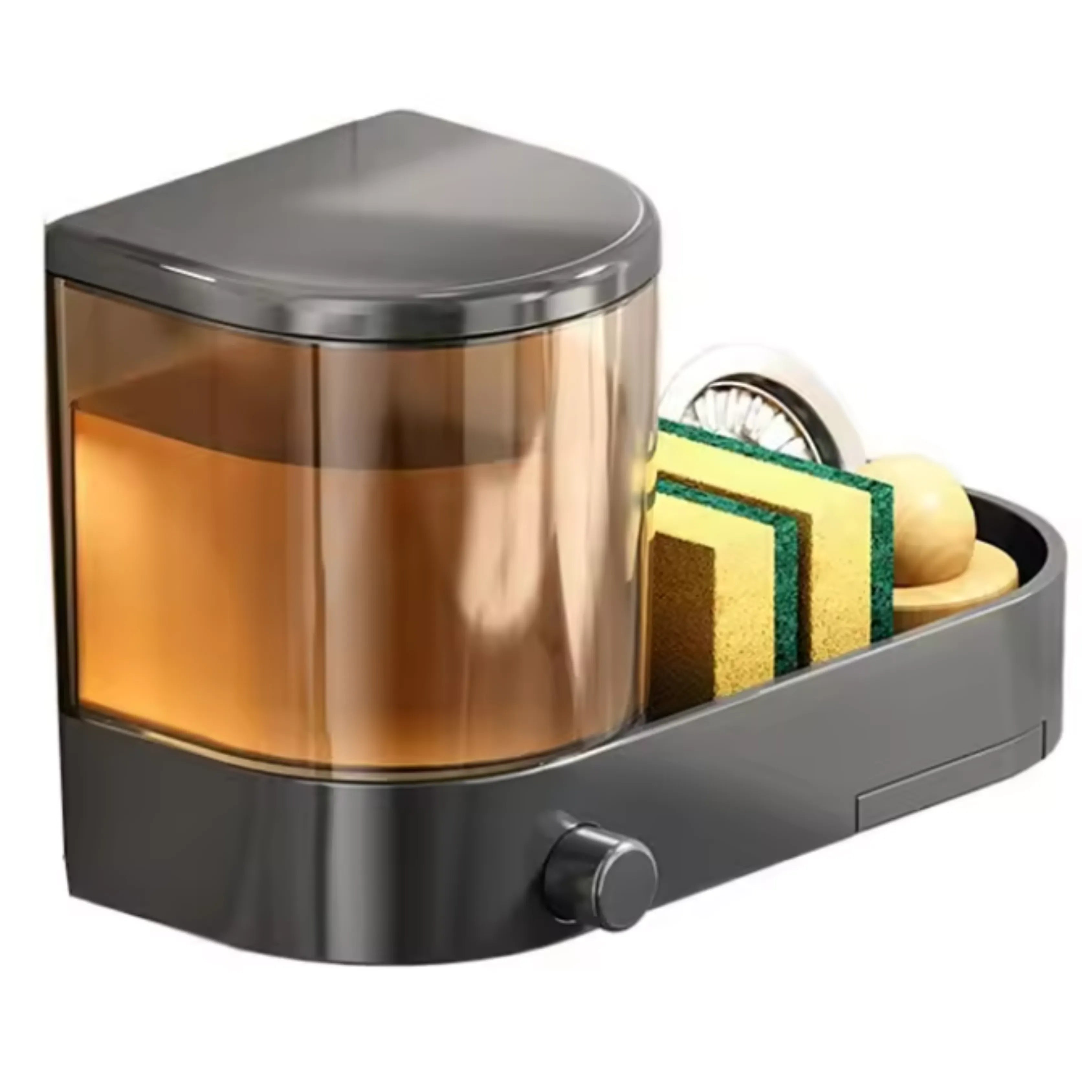 ⏳ DON’T MISS THIS DEAL⏳ No-Drill Wall-Mounted Soap Dispenser with Sponge Holder