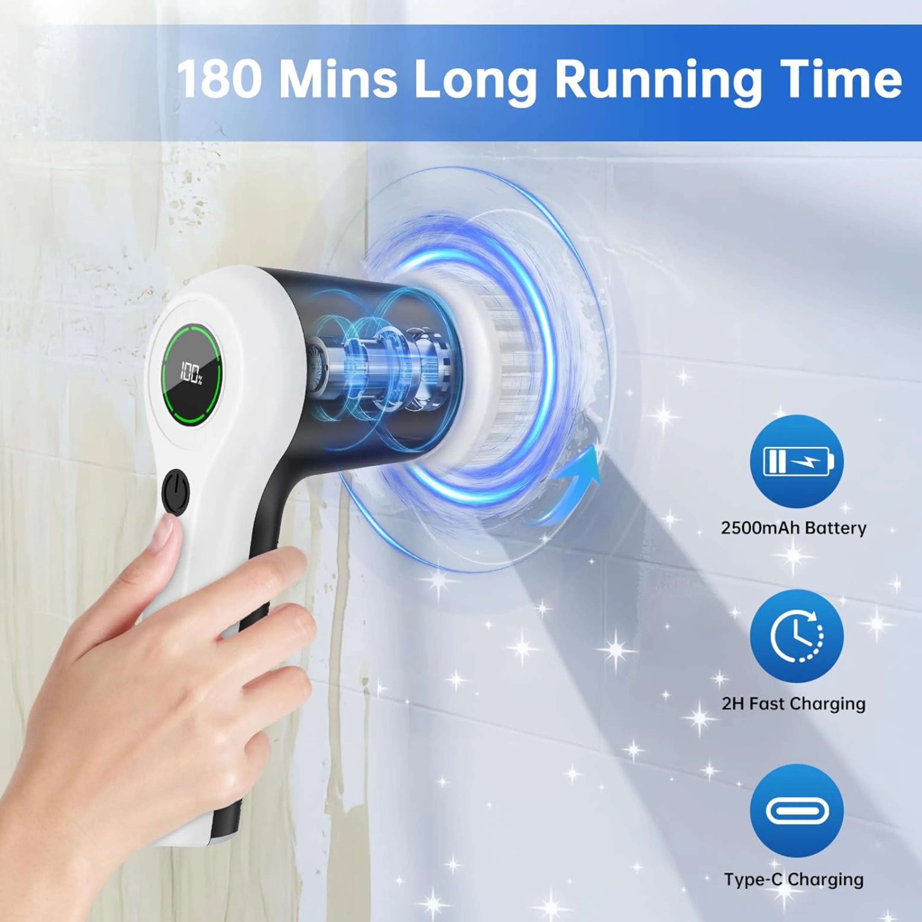 🔥 LAST SALE 50% OFF 🔥 Cordless Electric Spin Scrubber with 7 Brush Heads – Rechargeable Power Scrubber for Shower, Tile & Floor