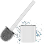 Flat-Head Tangle-Free Silicone Toilet Brush With Holder