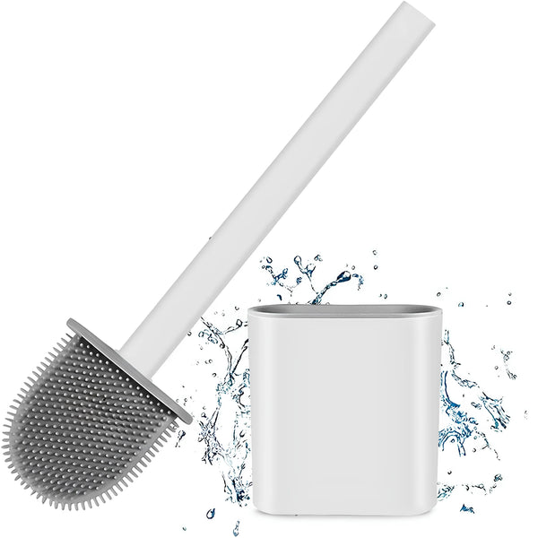 Flat-Head Tangle-Free Silicone Toilet Brush With Holder