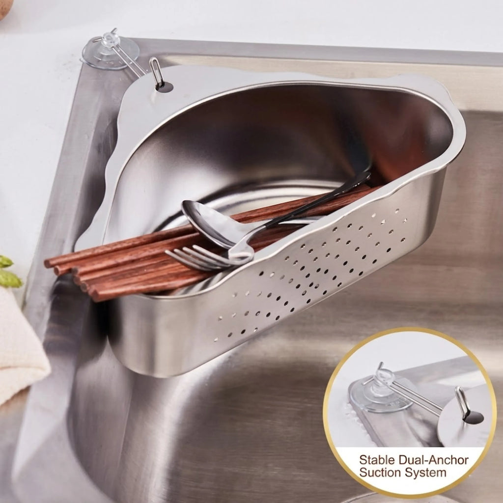 Space-Saving Corner Sink Strainer & Organizer