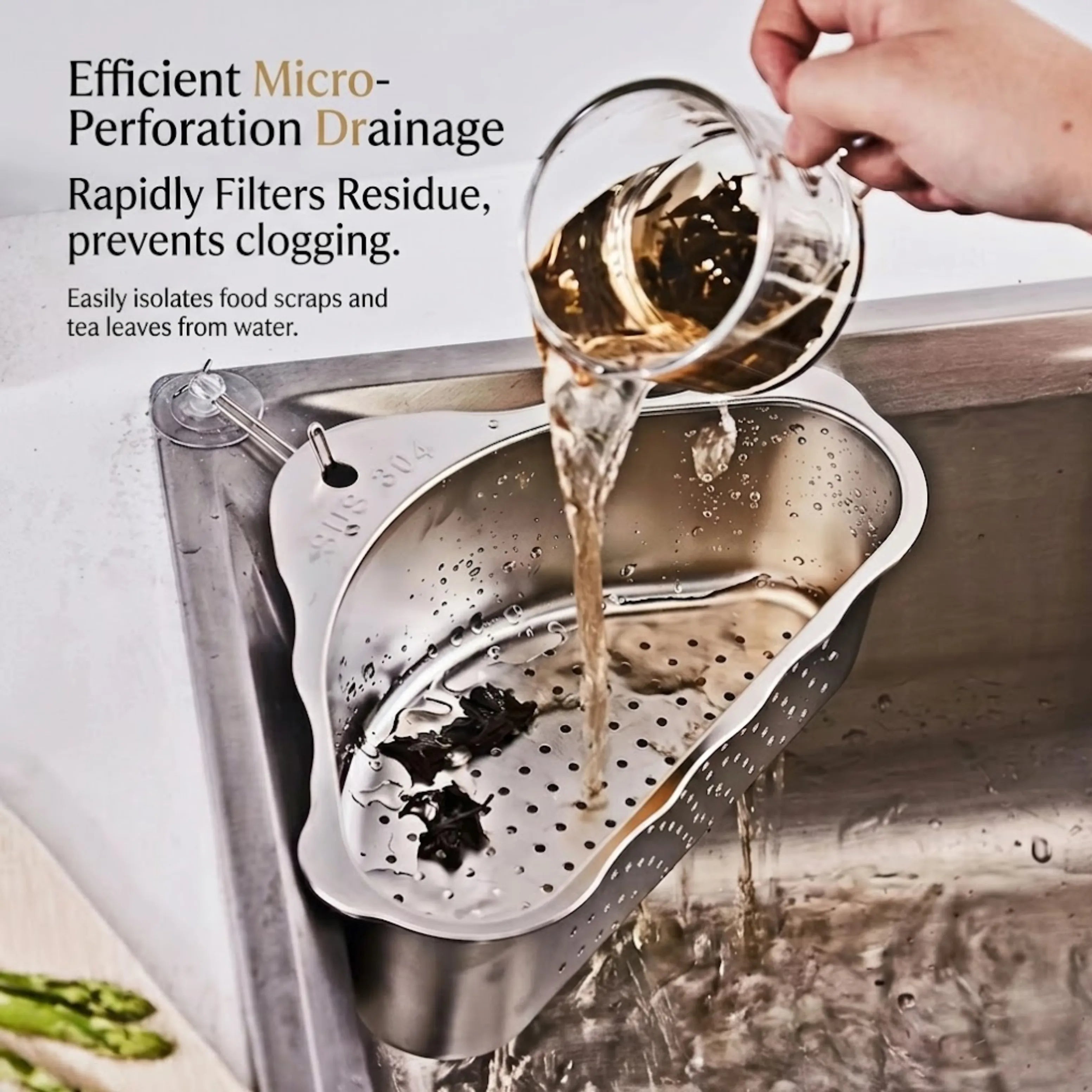 Space-Saving Corner Sink Strainer & Organizer
