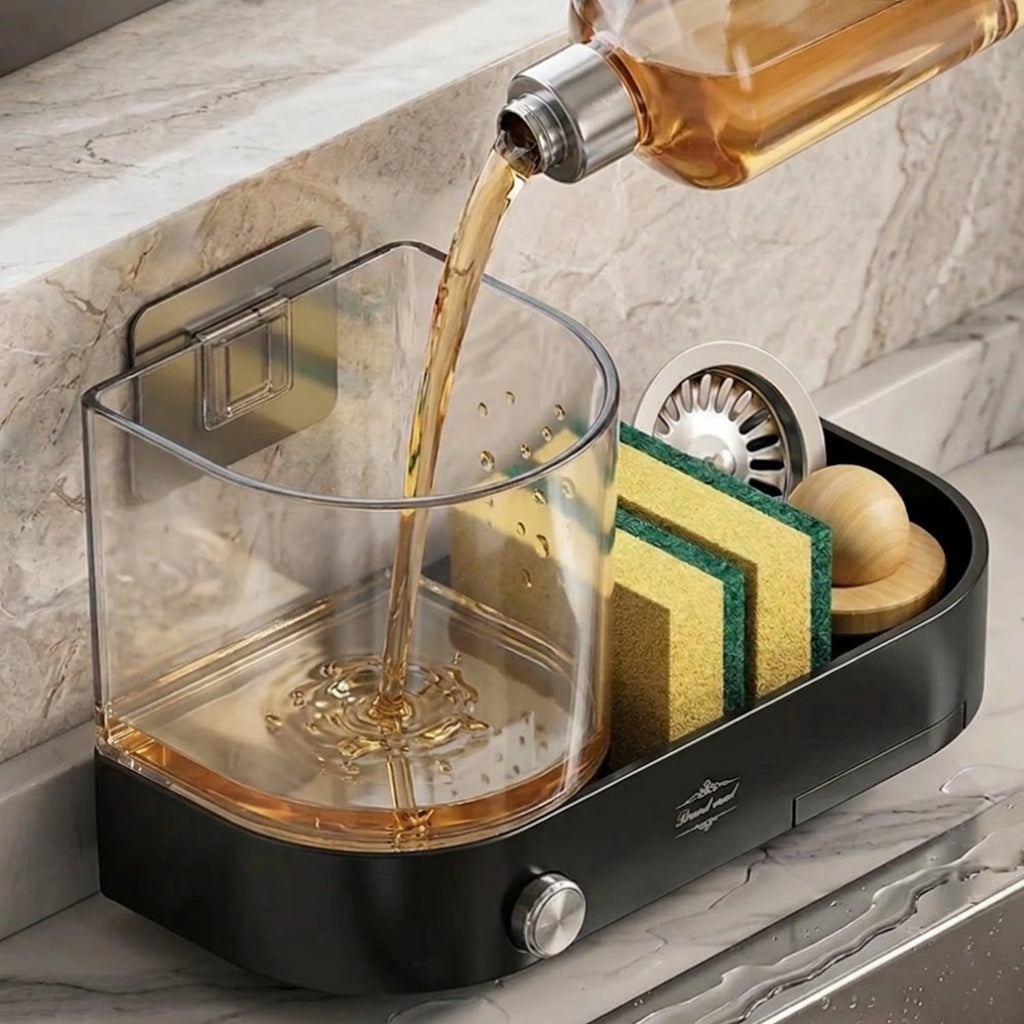 ⏳ DON’T MISS THIS DEAL⏳ No-Drill Wall-Mounted Soap Dispenser with Sponge Holder