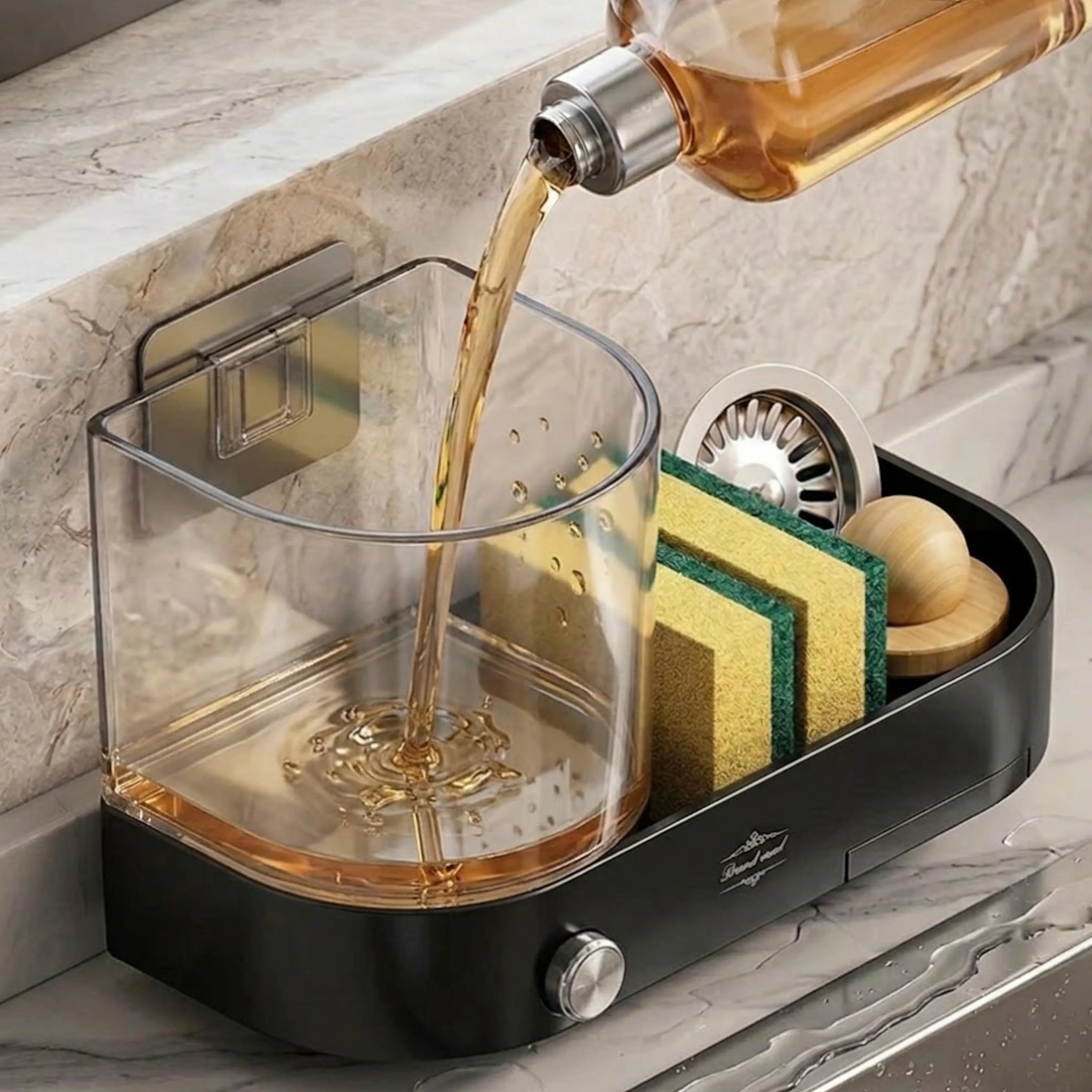 ⏳ DON’T MISS THIS DEAL⏳ No-Drill Wall-Mounted Soap Dispenser with Sponge Holder