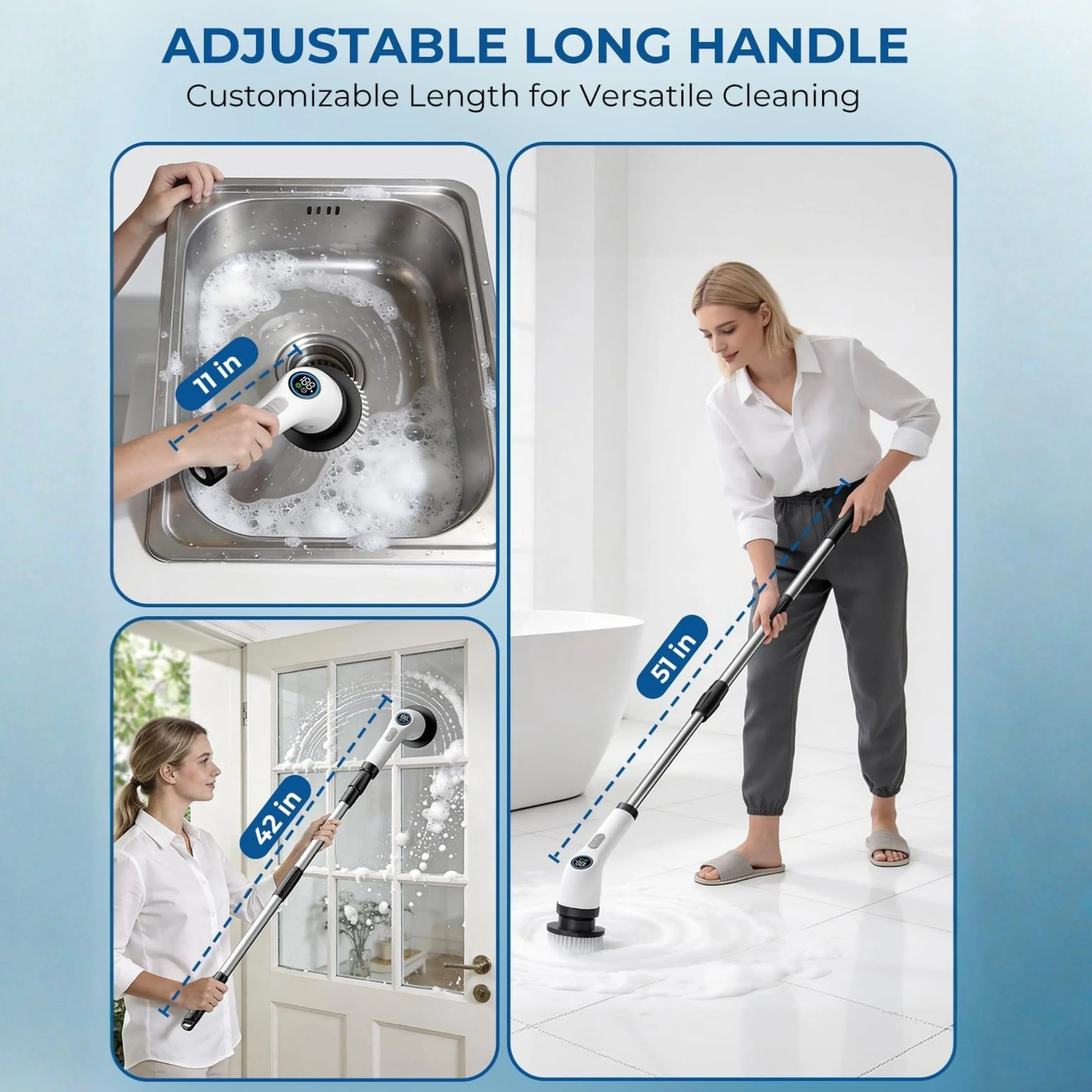 🔥 LAST SALE 50% OFF 🔥 Cordless Electric Spin Scrubber with 7 Brush Heads – Rechargeable Power Scrubber for Shower, Tile & Floor