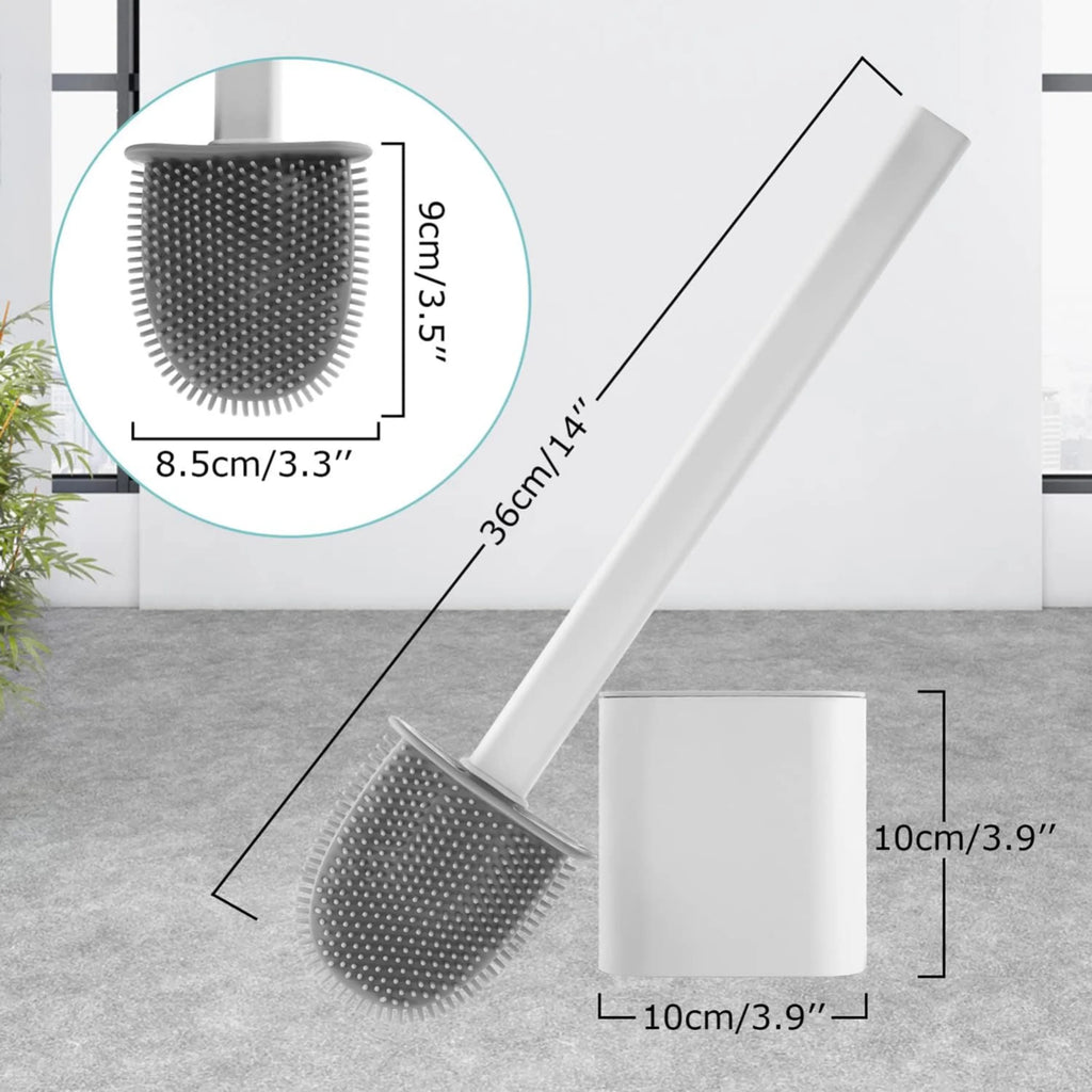 Flat-Head Tangle-Free Silicone Toilet Brush With Holder