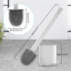 Flat-Head Tangle-Free Silicone Toilet Brush With Holder