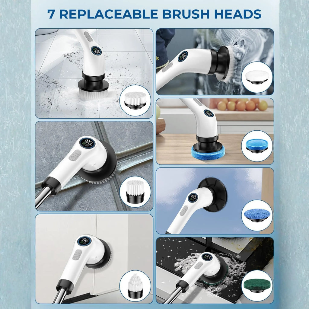 🔥 LAST SALE 50% OFF 🔥 Cordless Electric Spin Scrubber with 7 Brush Heads – Rechargeable Power Scrubber for Shower, Tile & Floor