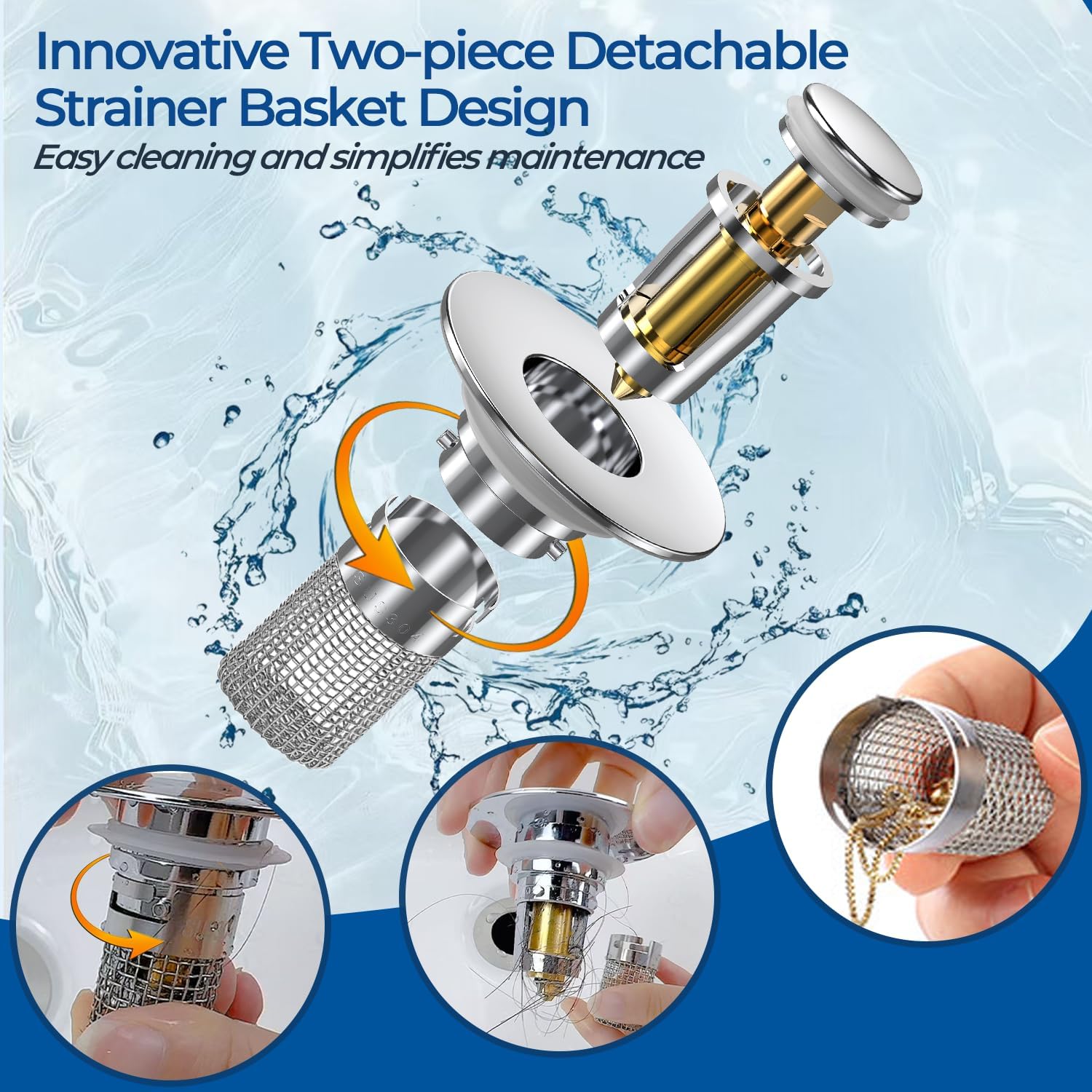 🔥Limited Time 50% OFF🔥2-in-1 Pop-Up Sink Strainer -  Hair Stopper & Drain Plug