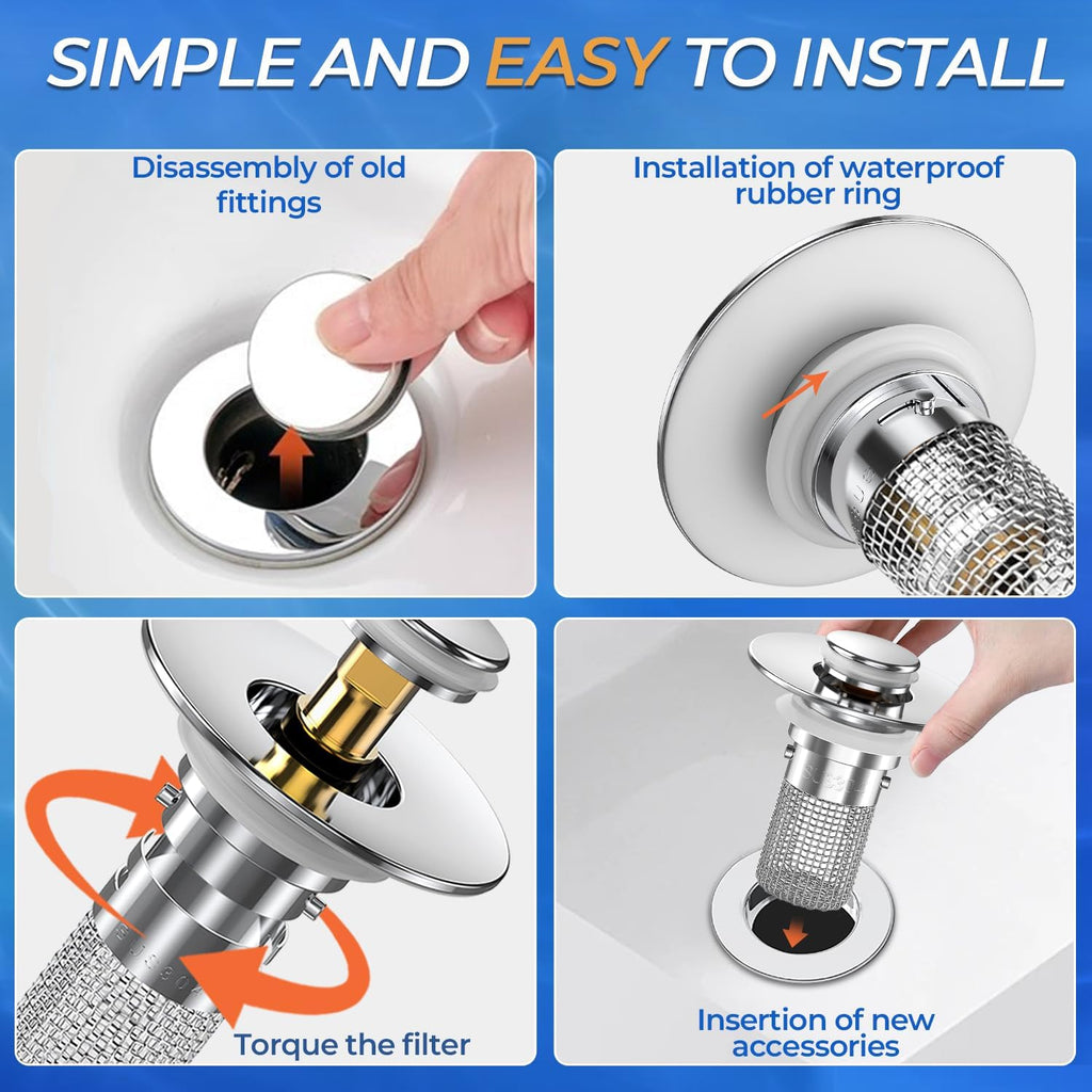 🔥Limited Time 50% OFF🔥2-in-1 Pop-Up Sink Strainer -  Hair Stopper & Drain Plug