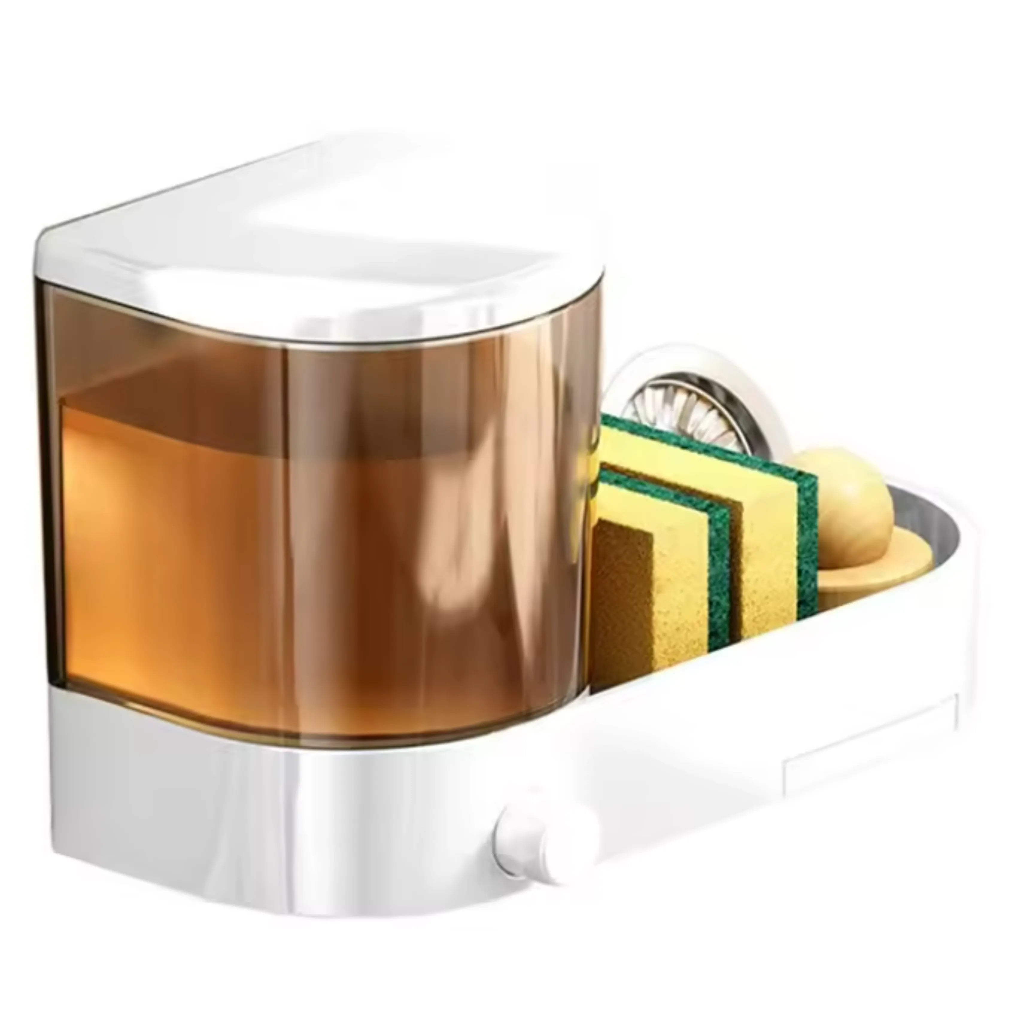⏳ DON’T MISS THIS DEAL⏳ No-Drill Wall-Mounted Soap Dispenser with Sponge Holder