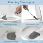 Flat-Head Tangle-Free Silicone Toilet Brush With Holder