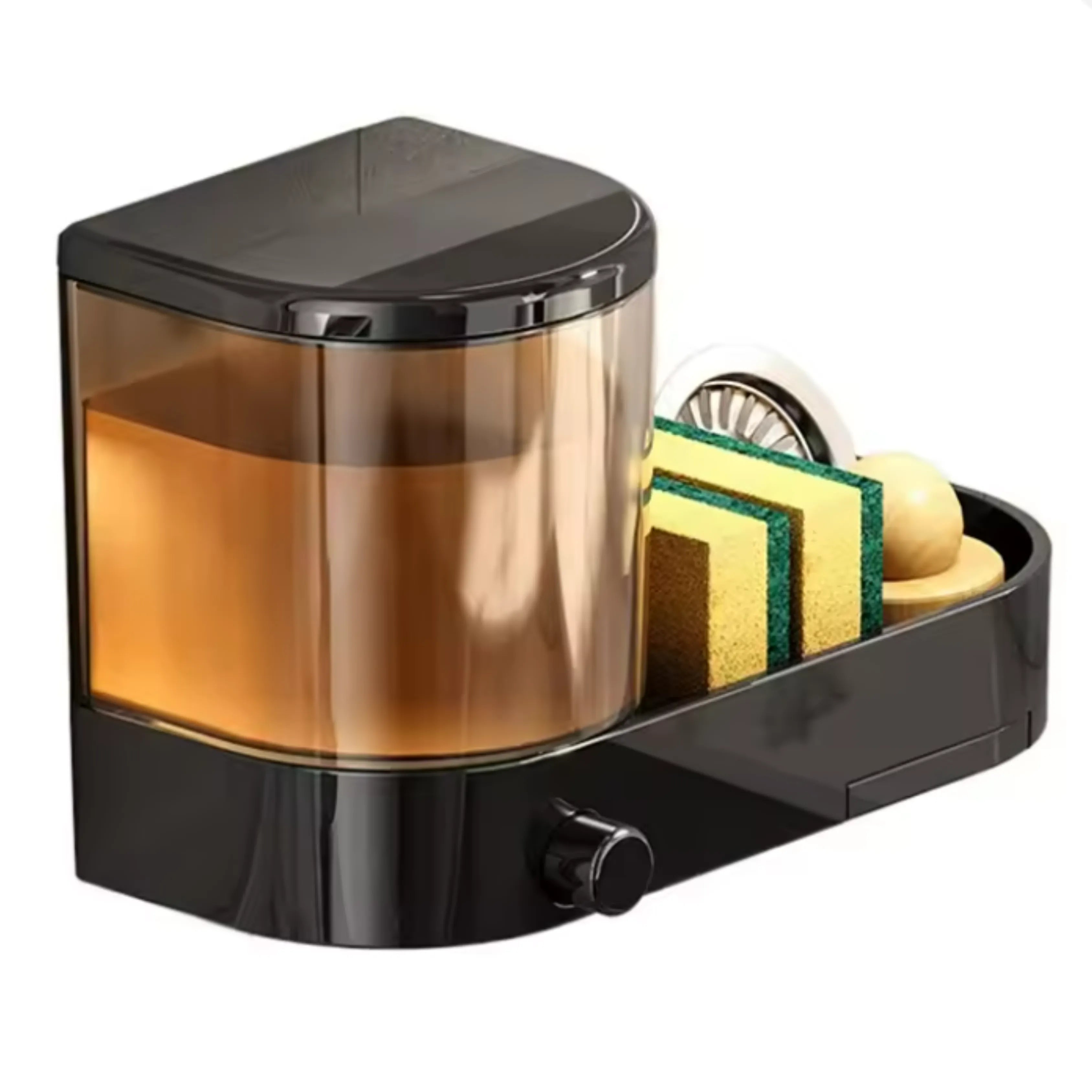 ⏳ DON’T MISS THIS DEAL⏳ No-Drill Wall-Mounted Soap Dispenser with Sponge Holder
