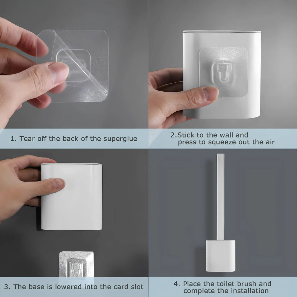 Flat-Head Tangle-Free Silicone Toilet Brush With Holder