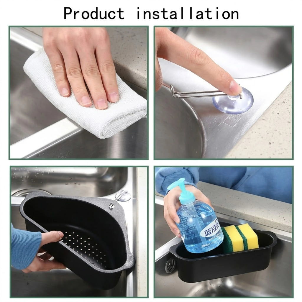 Space-Saving Corner Sink Strainer & Organizer