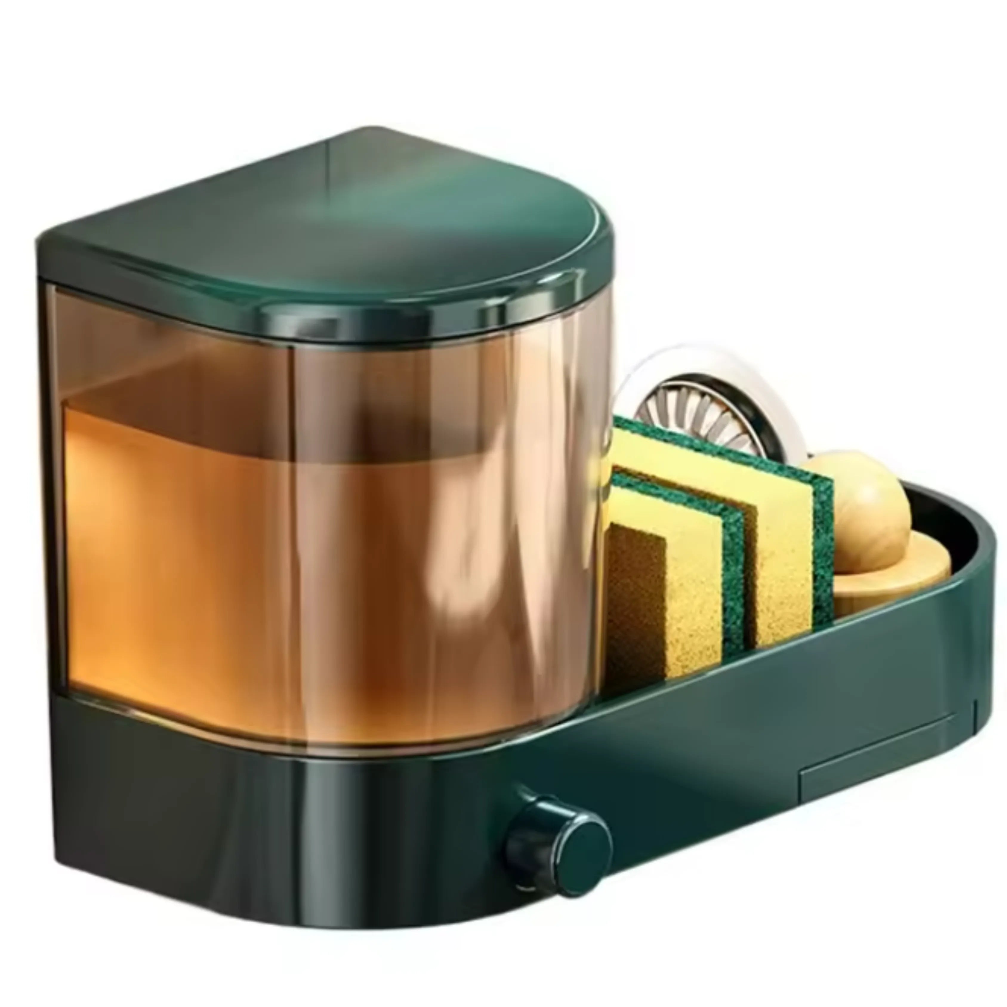 ⏳ DON’T MISS THIS DEAL⏳ No-Drill Wall-Mounted Soap Dispenser with Sponge Holder