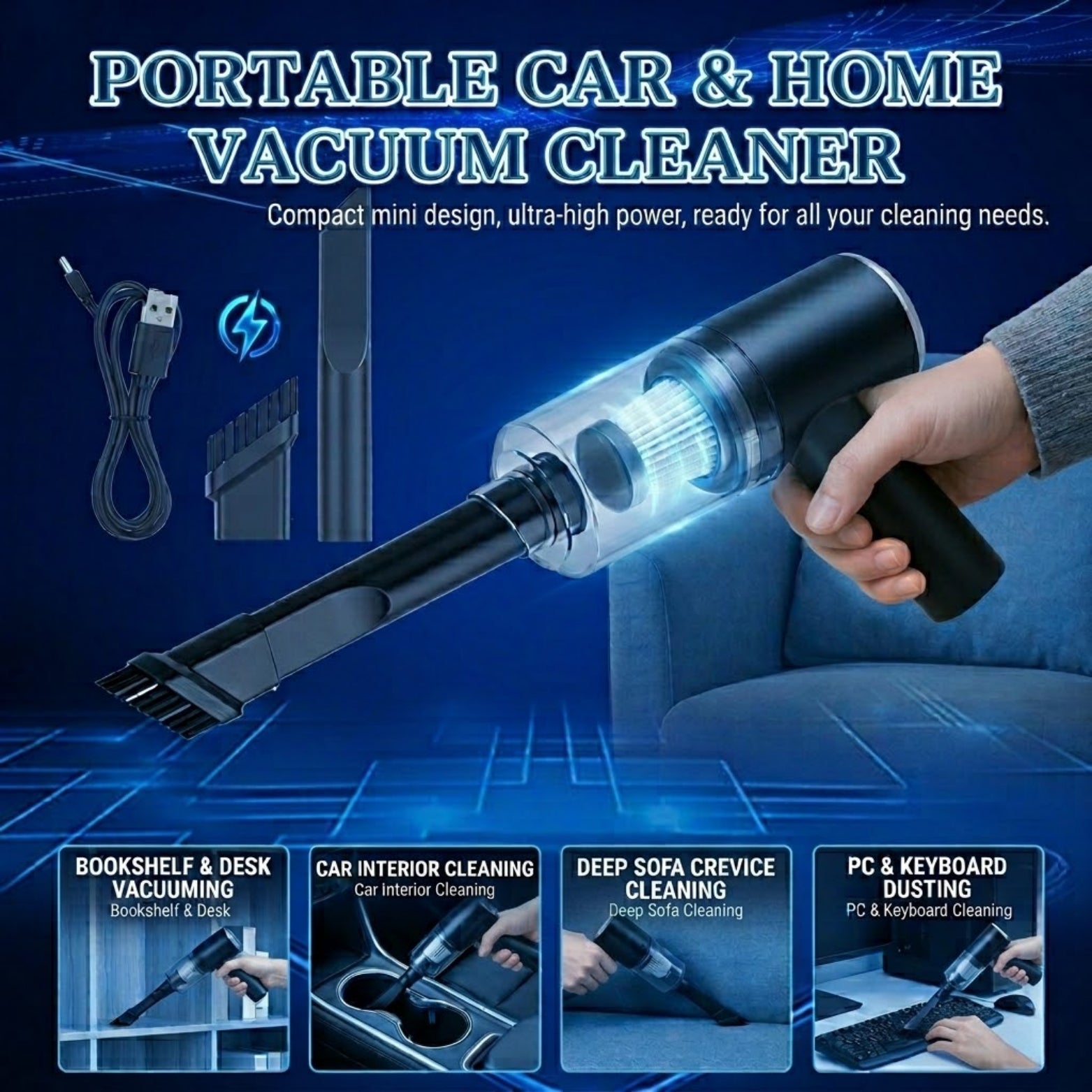 3-in-1 Multi‑Purpose Handheld Vacuum