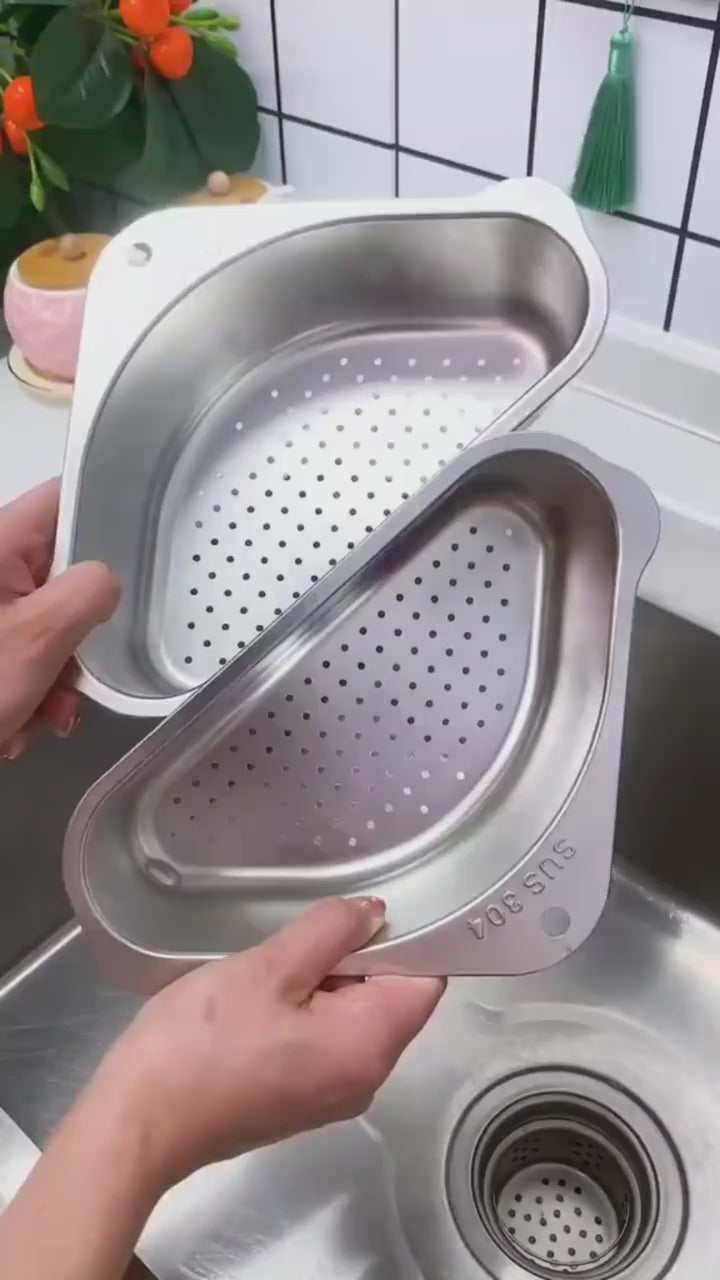 Space-Saving Corner Sink Strainer & Organizer