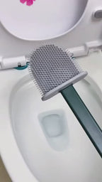Flat-Head Tangle-Free Silicone Toilet Brush With Holder