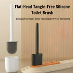 Flat-Head Tangle-Free Silicone Toilet Brush With Holder